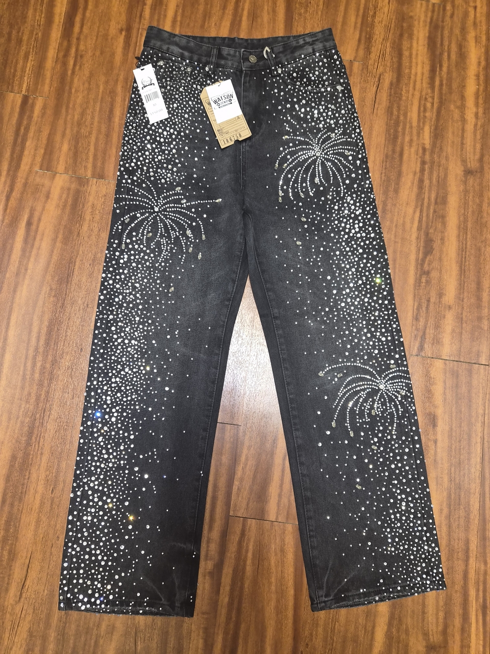 Black Crystal Firework Straight Jeans by Maison Scotch